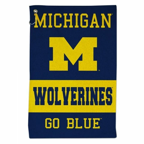 MICHIGAN WOLVERINES ALL PURPOSE GOLF TAILGATE TOWEL 16"X25" HOOK AND GROMMET Cover