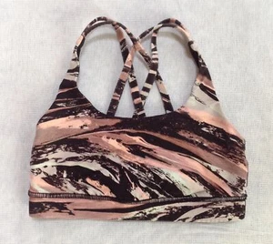 Lululemon energy sports bra criss-cross strap back pink black pattern XS 4 - Imagen 1 de 4