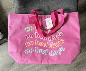 New Mudpie Pink Cooler Tote No Bad Days Sales Tag Attached Never Used - Picture 1 of 6