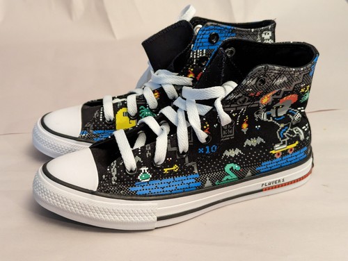 Sneakers Converse Hi Top Gamer taglia 2 junior ragazzo nere scarpe alte gaming