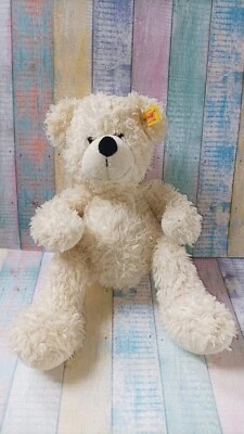Steiff Teddy Teddybär Lotte weiß beige mit Knopf und Fahne - Bild 1 von 3