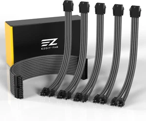 Cavo Di Estensione PSU Con Sleeved Custom Mod GPU PC Alimentazione Morbido Nylon - Photo 1/12