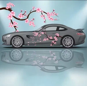 Sakura Car Decal; JDM Sakura Flower Branch Car Decals Both Sides; Cherry Blossom - Bild 1 von 1