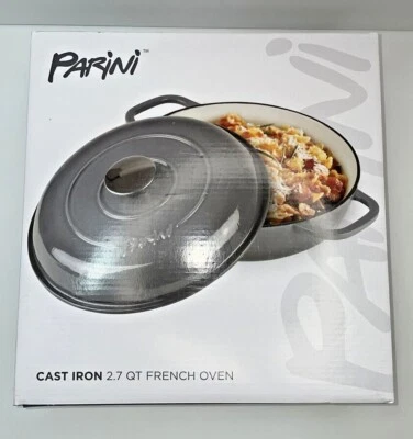 Horno francés de hierro fundido Parini gris 2,7 cuartos, plato de cocina, nuevo en caja Foto 1 de 3