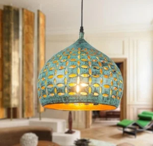Artisanal Oxidized Green Copper Dome Pendant Light Stylish Hanging Light Fixture - Picture 1 of 6