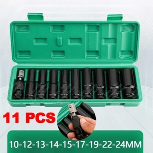 11PCS 1/2" Impact Wrench Drive Deep Impact Socket Set Metric (10-24mm) Sockets - Picture 1 of 9