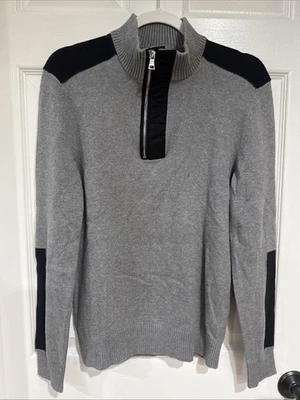 Suéter INC Para Hombre Pequeño Manga Larga 1/4 Cremallera Gris con Negro Foto 1 de 4