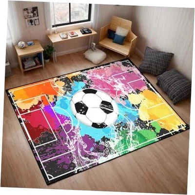 Soccer Rugs for Boys Bedroom - Soccer Ball Printed Area Rug Sports Rugs for  - Image 1 of 4