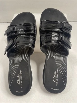 Clarks Cloudsteppers Zapatos Mujer Talla 10 Negro Cojín Suave Deslizable Sandalias 27772 Foto 1 de 4