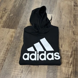 Adidas Men’s Size Medium Tall Essentials Fleece Big Logo Hoodie Black New ! - Picture 1 of 18