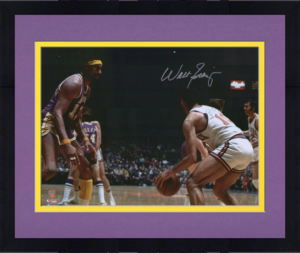FRMD Walt Frazier Knicks Signed 16x20 Dribbling vs. Wilt Chamberlain Photo - Image 1 of 1