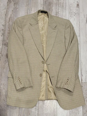 Abrigo deportivo 40R vintage de pata de gallo marrón ligero color blazer Haspel para hombre Foto 1 de 4