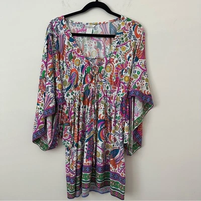 Туника Trina Turk с розовым/фиолетовым развевающимся рукавом для плавания накидка большая - Изображение 1 из 4