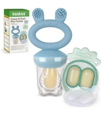 Sky Blue Haakaa Fresh Fruit Teether Dummy Feeder Baby Toddler Teething Tray Mold