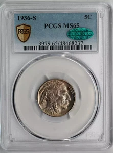 1936-S Buffalo Nickel PCGS MS65 CAC - Picture 1 of 5