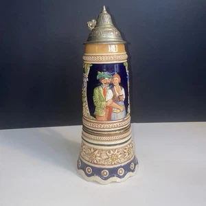 Vintage German Beer Stein Musical Lily Marleen Lador 1607 Pewter Lid Music Box - Picture 1 of 24