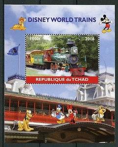 Trains Stamps Chad 2016 CTO Disney World Railways Cartoons 1v M/S II - Picture 1 of 1