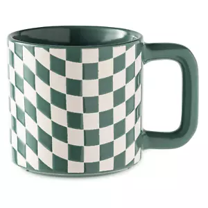 Tazza caffè ceramica a scacchi 16 oz Mainstays verde design classico nuova - Foto 1 di 3