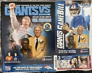 NY GIANTS PROGRAM TICKET STUB 2013 BILL PARCELLS HALL OF FAME ELI PEYTON MANNING - Picture 1 of 5