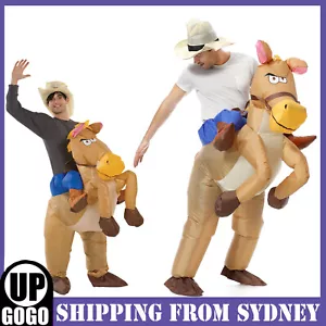 Inflatable Horse Cowboy Suit Halloween Fun Fancy Party Adult Dress Costume AU - Picture 1 of 6