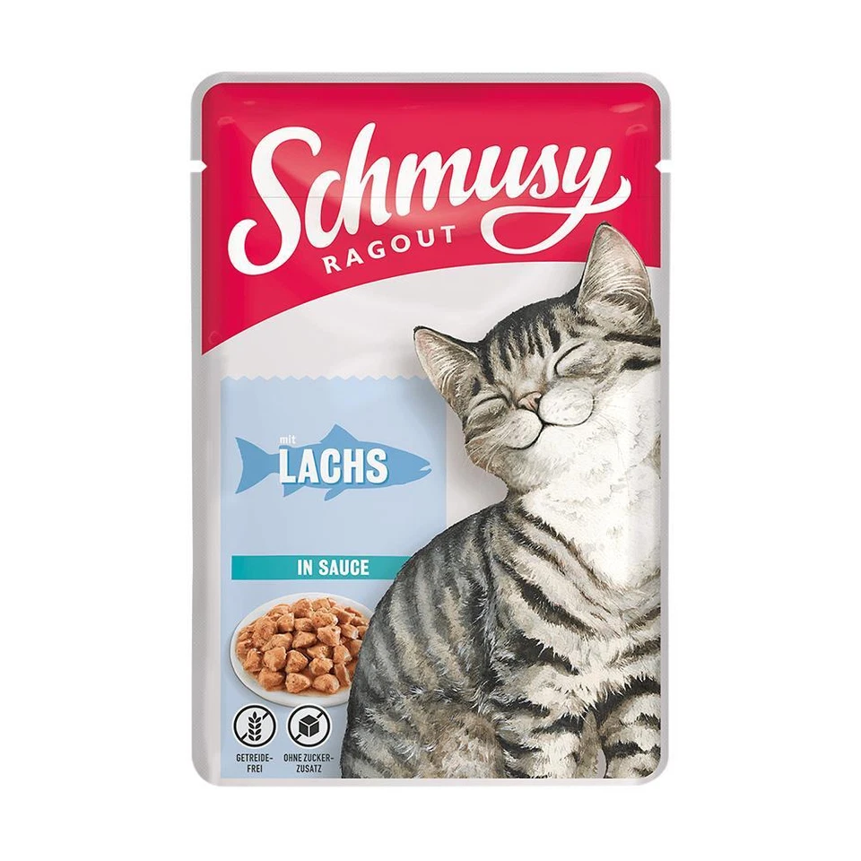 Schmusy Ragout Lachs in SAUCE 22x 100g Nassfutter Feuchtnahrung Katzenfutter - Bild 1 von 1
