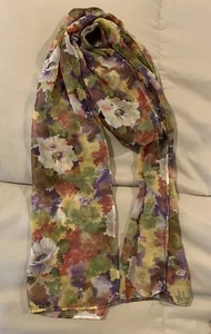 Scarf May Be Vintage Unbranded Pretty Floral Pattern 60x13 - Picture 1 of 2