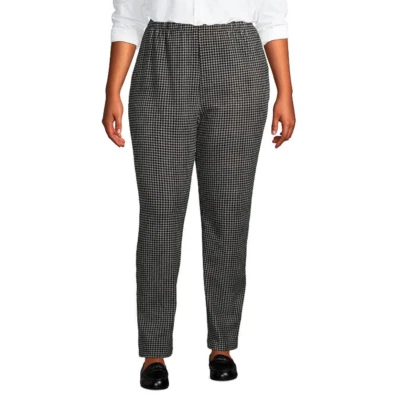 Lands' End Petites Medium Houndstooth Sport Knit High-Rise Corduroy Pull-On Pant - Image 1 of 4