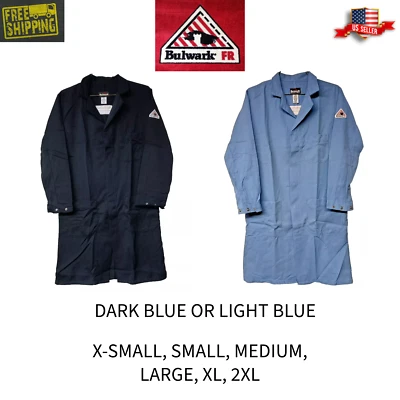 Bulwark FR Concealed Snap-Front Lab Coat Flame Resistant Blue NEW - Image 1 of 4
