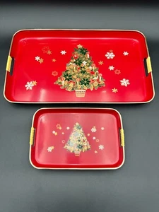 Juego de 2 bandejas de laca para árboles de Navidad y copos de nieve Asahi Trading Co. - Imagen 1 de 10