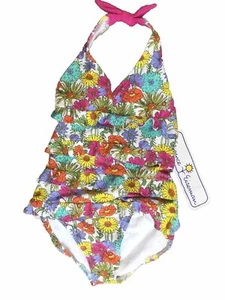 nwt florence eiseman Girls Sz 8 Wht-multi Floral 1 Pc Swimwear - Picture 1 of 4
