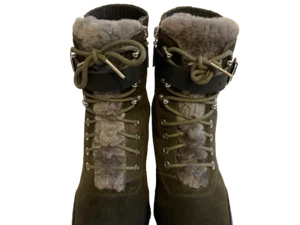 Emu Australia Women's Suede Dark Olive Waldron Boots Sheepskin- Leather Size 7 - Picture 1 of 8