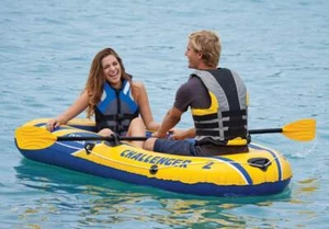 Intex Challenger 2 Inflatable 2 Person Boat Raft Set w/ Oars & Air Pump (2 Pack) - Picture 1 of 6