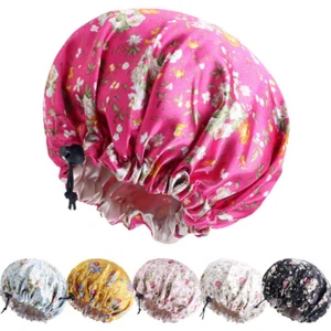Elastic Band Child Satin Night Sleep Cap Floral Kids Wrap Bonnet Adjustable Hat - Picture 1 of 21