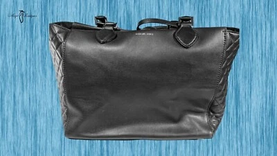 Michael Kors  Miranda Women Shopper  Black Leather Quilted Sides Draw  Closure - Image 1 of 4