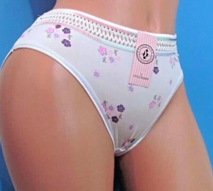 B10 White Blue Beige black Hot Pink Floral Sexy sissy bikini panties Sz XS S M L - Picture 1 of 4