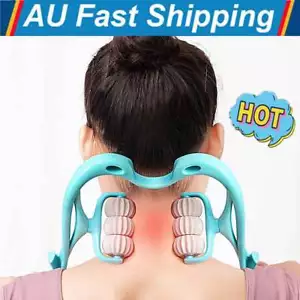 6-Roller Neck Massage Tool Pressure Relieve Hand Roller Massage Neck Shoulder ZQ - Picture 1 of 15