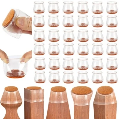 20/36 pcs Medium Silicone Chair Leg Floor Protectors Transparent Table Feet Caps - Image 1 of 4