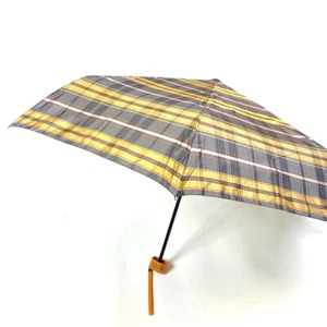 Samsonite Manual Flat Compact Folding Umbrella Brown Plaid - Picture 1 of 5