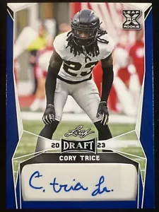2023 Leaf Draft - Autographs Blue #BA-CT1 Cory Trice (AU, RC) - Picture 1 of 2