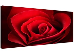 Red Extra large Canvas Picture of Red Rose Heart 1044 - Picture 1 of 4