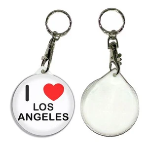 Los Angeles I Love Heart Key Ring Round Button Badge (55mm) - Picture 1 of 2