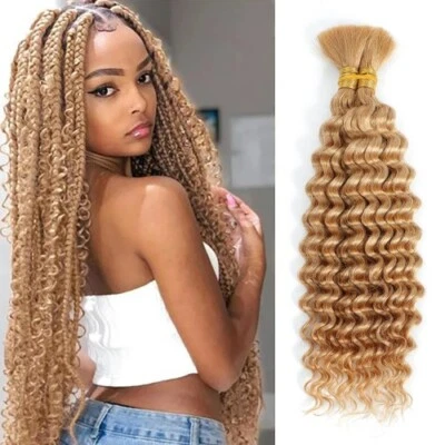 Braiding Hair 2Bundle 18Inch Deep Wave Bulk Human Hair Wavy Human Hair Bundles - Image 1 of 4