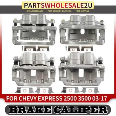 4x Pinzas de freno delanteras y traseras con soporte para Chevy Express GMC Savana 2500 3500 Foto 1 de 4