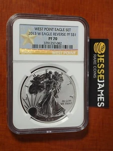 2013 W REVERSE PROOF SILVER EAGLE NGC PF70 FROM WEST POINT SET GOLD STAR LABEL - Picture 1 of 2