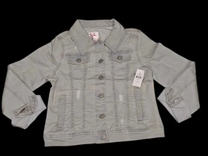 New Justice Girls 12 Denim Jean Jacket Light Blue Coat Distressed School Stretch - Picture 1 of 15