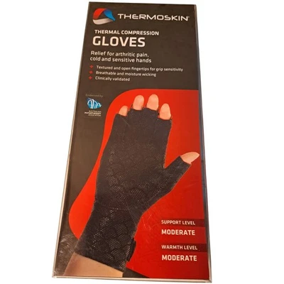 Luvas de compressão térmica Thermoskin pretas suporte moderado calor tamanho M - Imagem 1 de 4