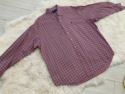 Camisa Ralph Lauren Hombre XL Blake 100% Algodón Manga Larga Cuadros Rojo, Azul Foto 1 de 4