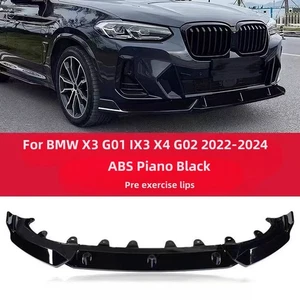 ABS Piano Black Front Bumper Lip Spoiler For BMW X3 G01 IX3 X4 G02 2022-2024 - Picture 1 of 3