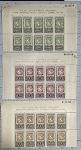 Spain 1965 Stamp Centenary MNH Plate Blocks of 10 (Set of 3 w/ Inscription) #1 - Picture 1 of 1