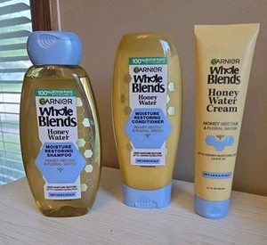 Garnier Whole Blends Honey Water 3pc Set Shampoo 12.5oz, Conditioner 12 5oz,... - Picture 1 of 7